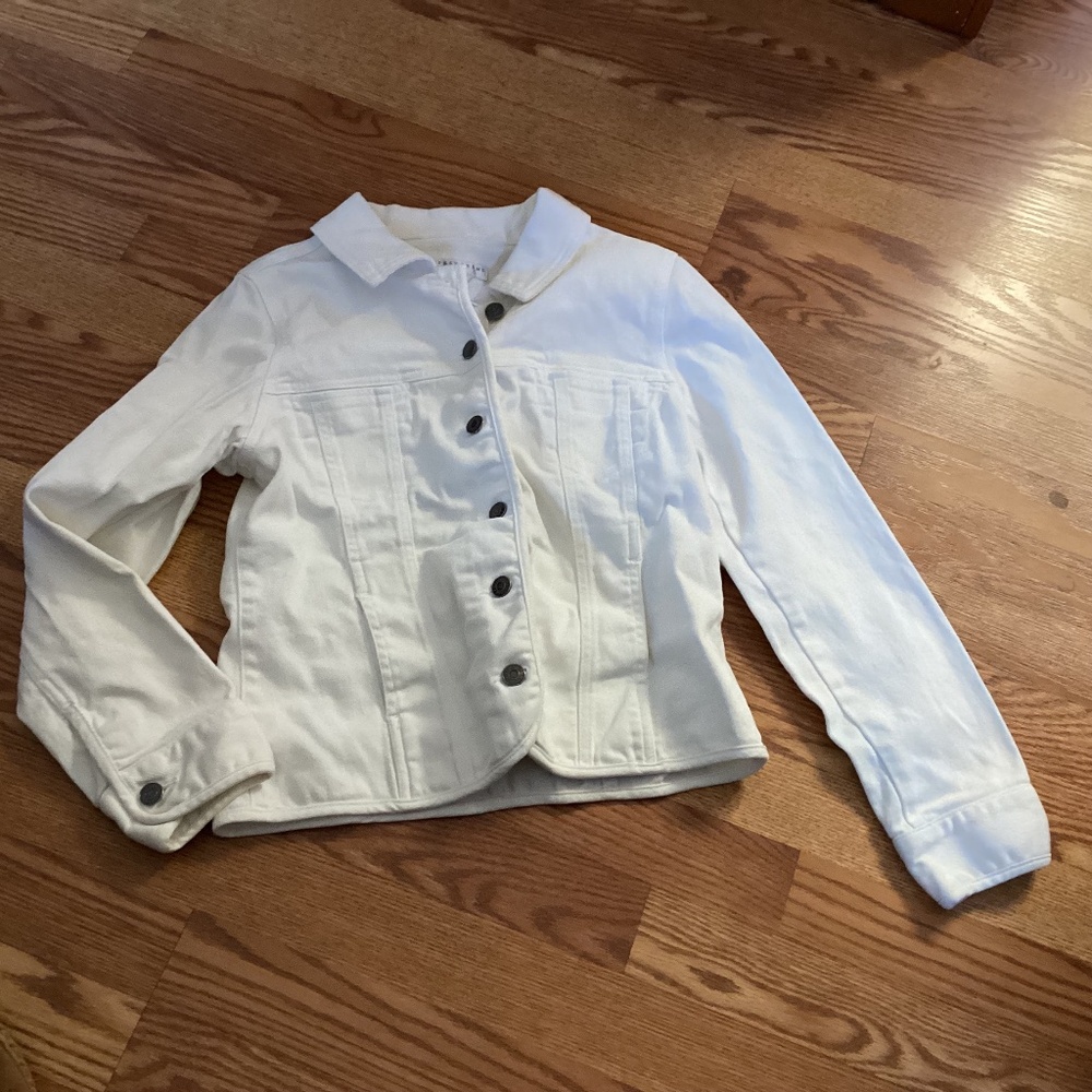 Geoffrey Beene Sport White  Stretch Denim Jeans Jacket Size 10